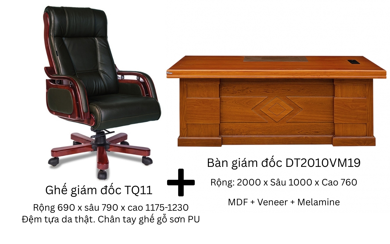 Bàn gỗ veneer cao cấp kết hợp với da cao cấp 