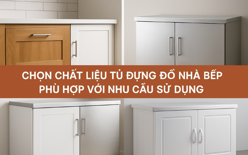 Chọn chất liệu tủ đựng đồ nhà bếp phù hợp