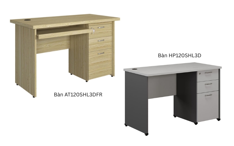 Bàn làm việc gỗ có hộc liền và ngăn kéo 