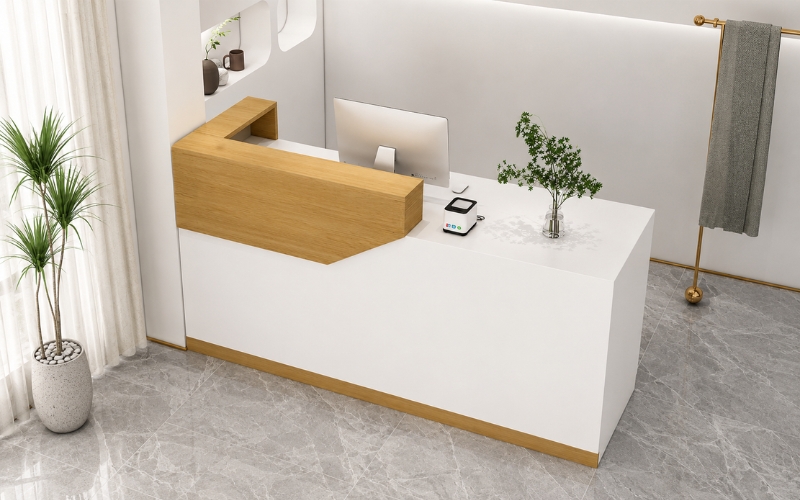 Mẫu quầy lễ tân sang trọng QLT121