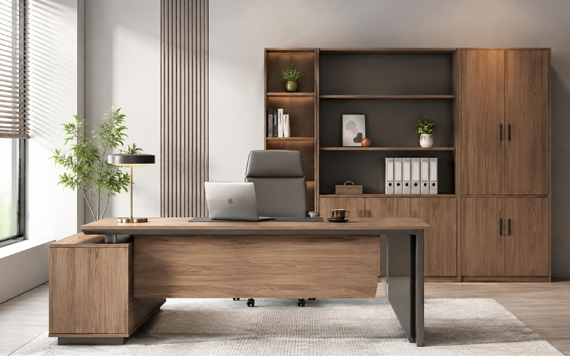 Cách phối tủ hồ sơ bàn làm việc gọn gàng