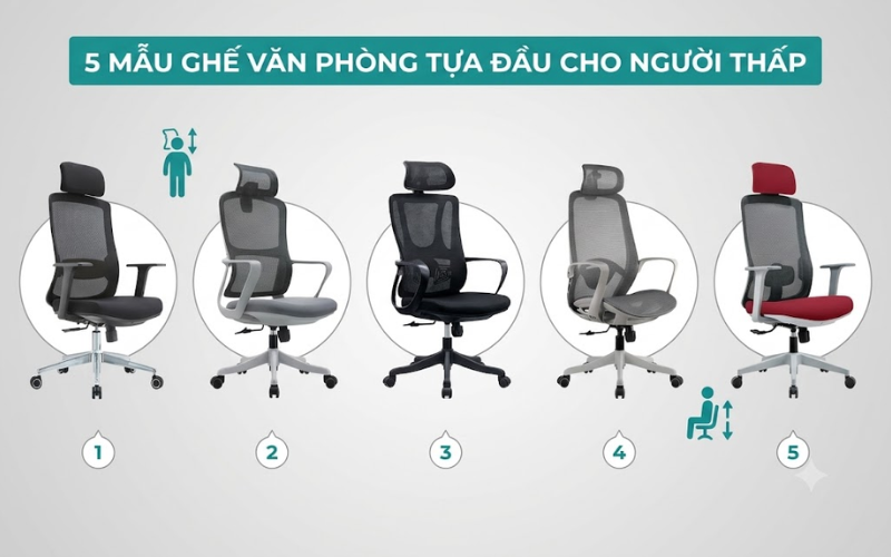 Hướng dẫn cách chọn ghế có tựa đầu phù hợp cho người có vóc dáng nhỏ nhắn và gợi ý 5 mẫu ghế phù hợp