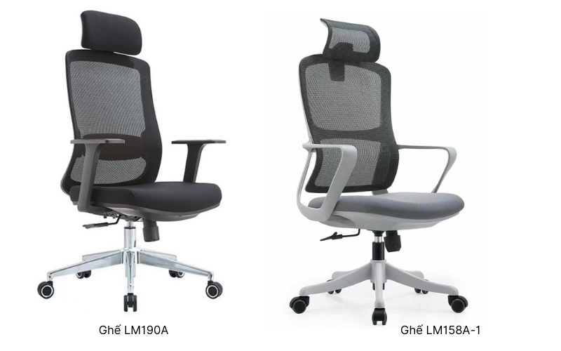 Tiêu biểu cho ghế có tựa đầu dành cho người dáng thấp là hai mẫu ghế LM190A và ghế LM158A-1