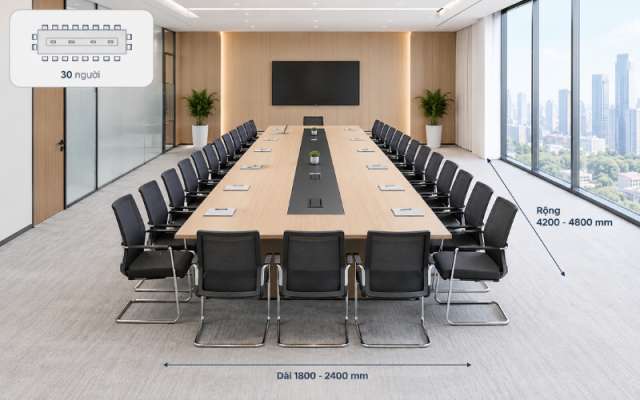 Kích thước chuẩn bàn họp 30 người